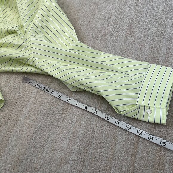 Zara White Green Stripe Long Sleeve Button Up Sheer Oversize Blouse Top S - Picture 7 of 7